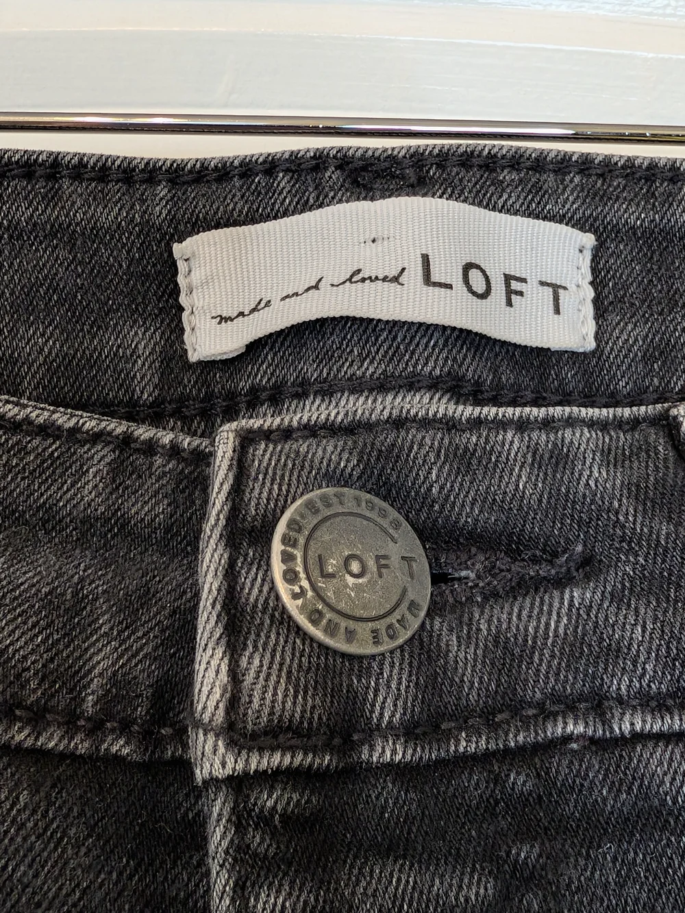 LOFT Dark Gray Denim Curvy High Rise Skinny Jeans